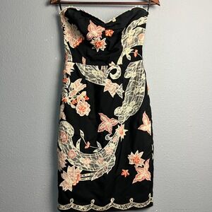 Corey Lynn Calter Silk Strapless Mini Dress Floral Lace Accents Party Cocktail 2